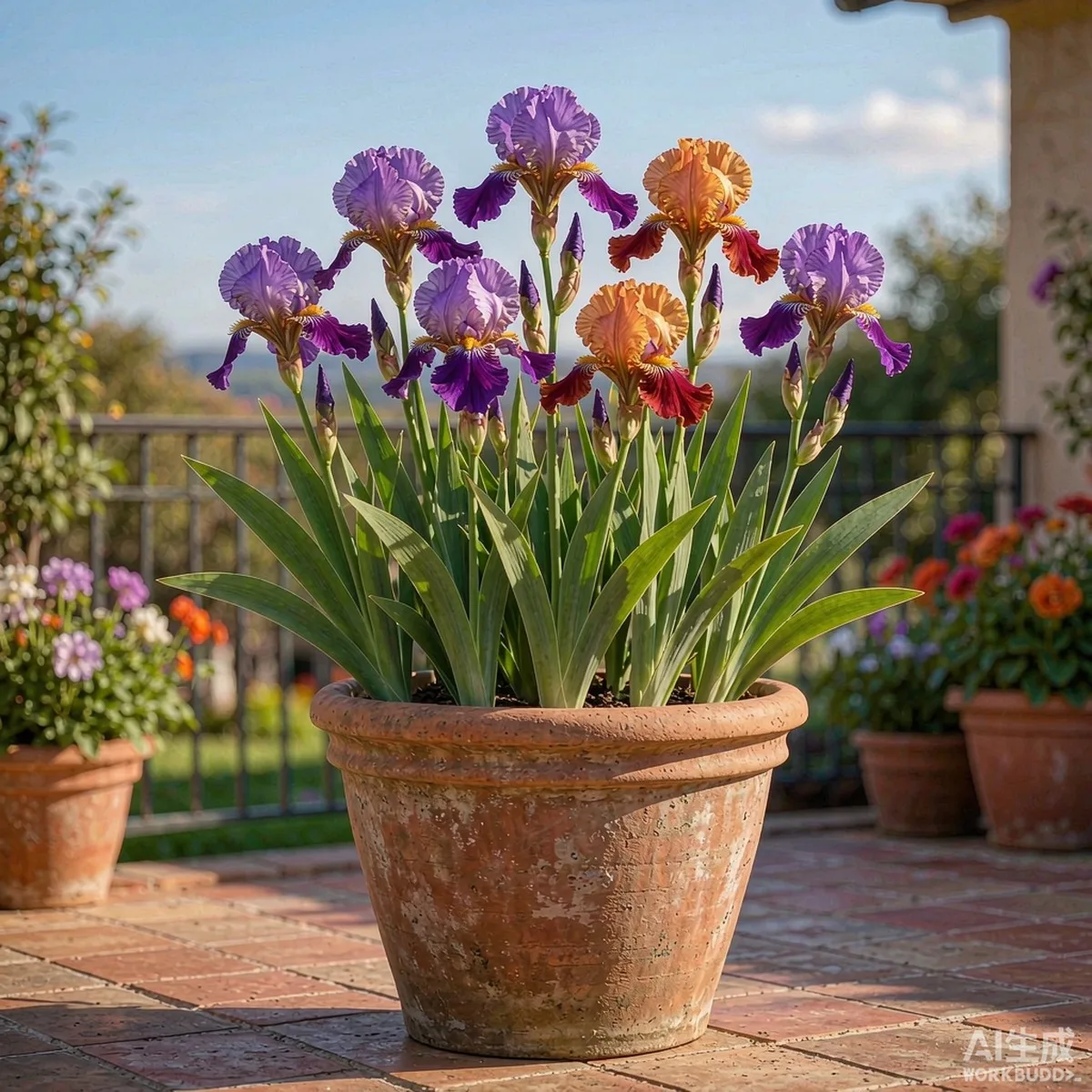 55 Semillas de Iris Morado y Naranja, Flor de Borde Elegante para Jardín, Maceta y Balcón