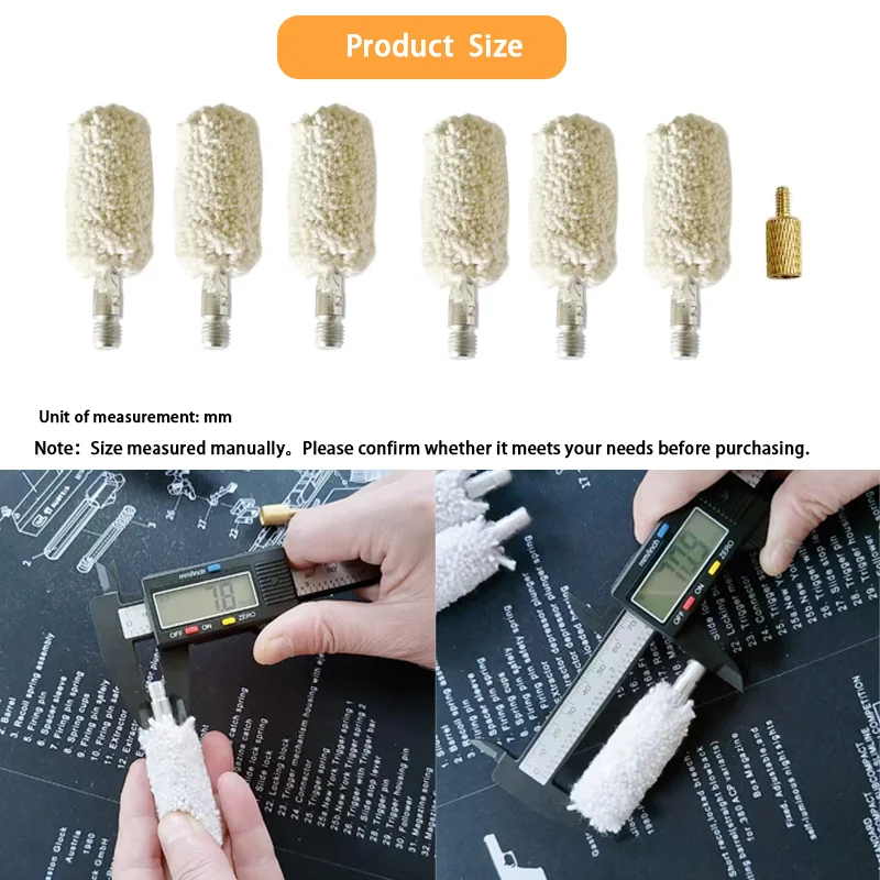 Toy Gun Accessories,12GA Bore Mop Gun Cleaning Brushes With 8-32 copper thread,Pistol Shotgun Maintenance Tool Set,for Hunting