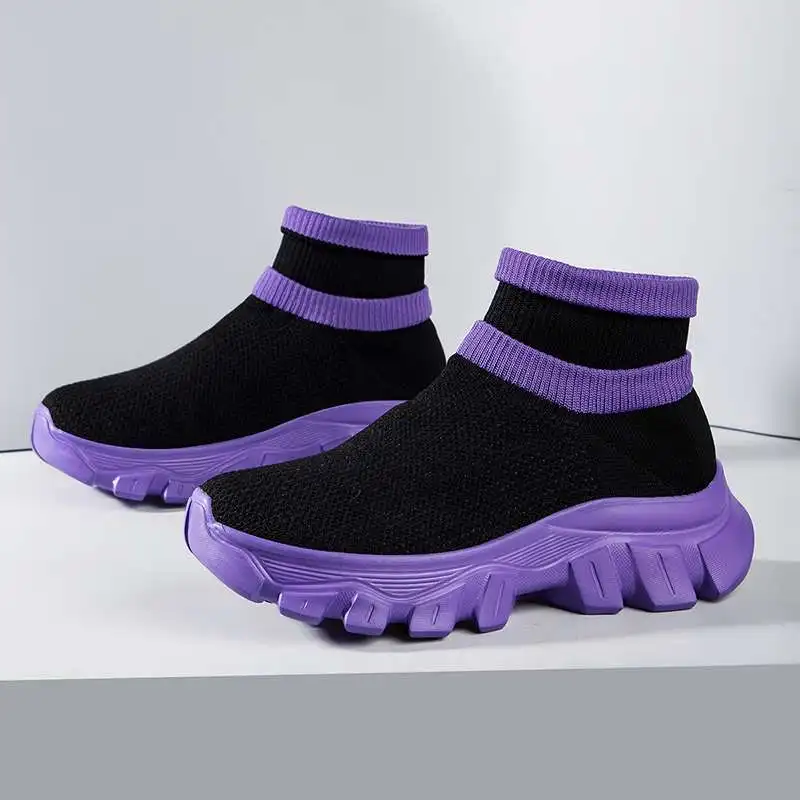 

MWY Fashion Women Sport Sneaker Platform Sports Shoes Woman Comfortable Socks Casual Shoes Zapatillas De Deporte Size 35-45