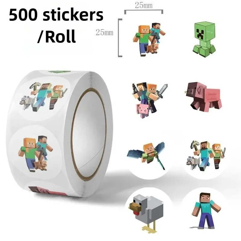 500 قطعة MineCraft ملصقات ختم التسمية الإبداعية الزخرفية DIY بها بنفسك مذكرات سجل القصاصات التعبئة ملصق لفة الاطفال لعبة الشارات لعبة مكافأة