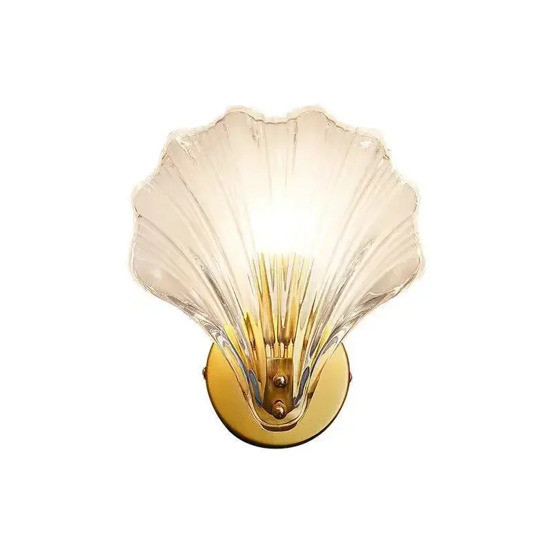 

Simple Glass Shell Wall Lamp Bedroom Living Room Corridor Wall Light E14 Bedside Lamps Indoor Decoration Fixtures AC 220V