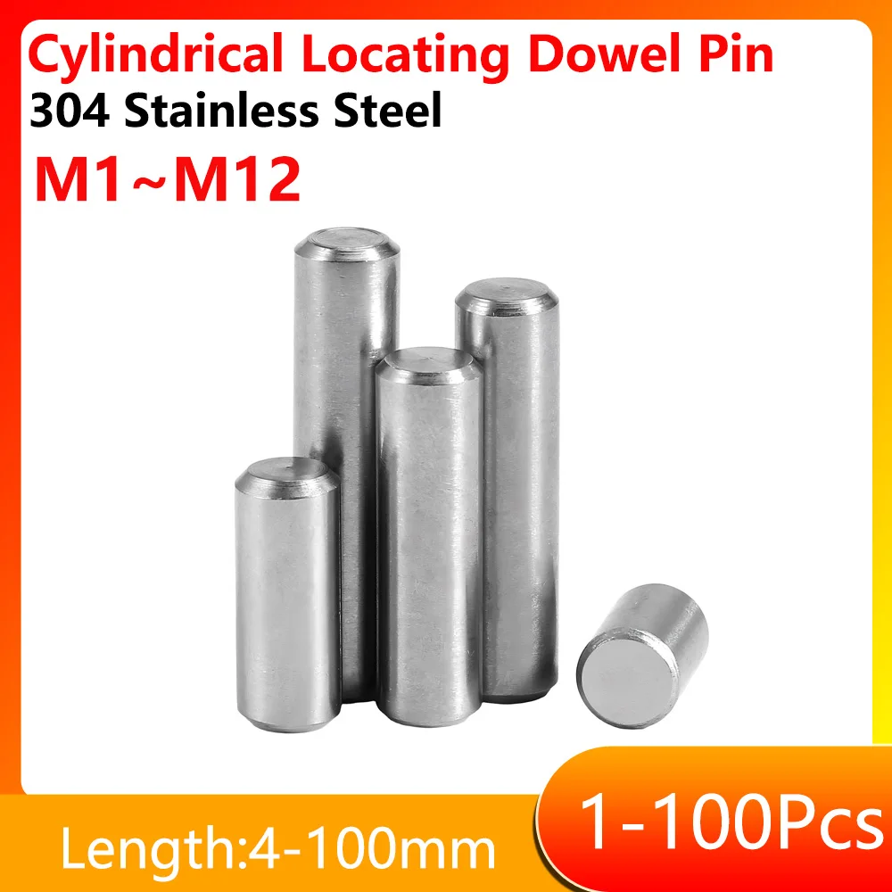 M1 M1.5 M2 M2.5 M3 M4 M5 M6 M8 M10 M12 304 Stainless Steel Cylindrical Locating Dowel Pin Fixed Shaft Pins Round Solid Rod GB119