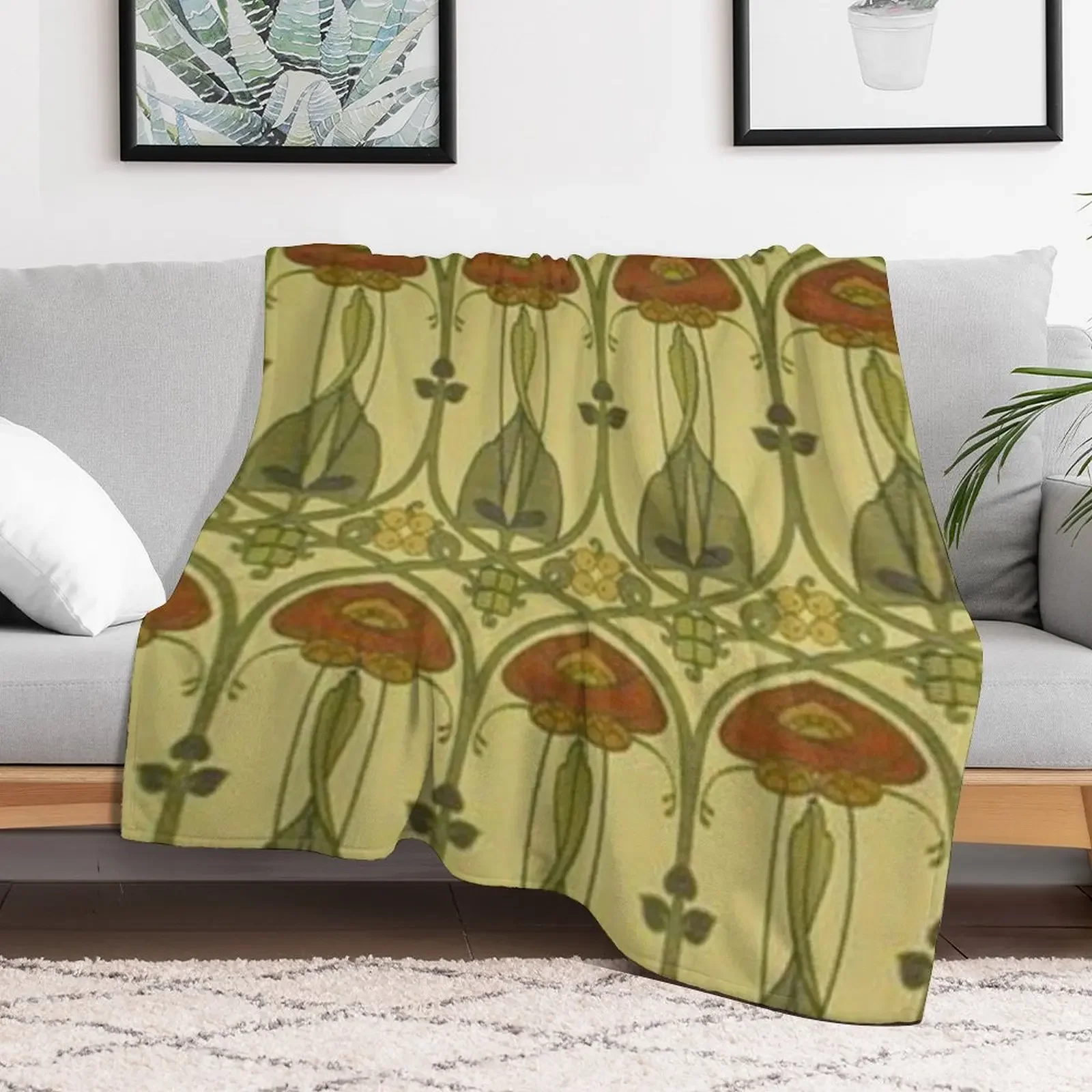 Charles rennie mackintosh art fabric Throw Blanket Soft Warm Blanket Gift for Grandparents