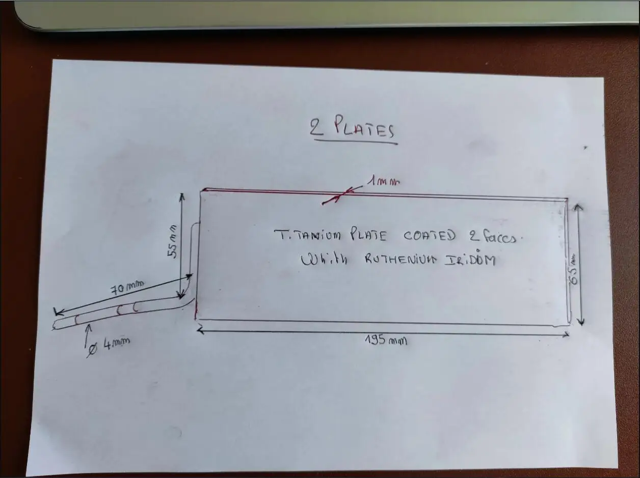 

MMO-Titanium Anode Ru/Ir Coating, 2 with Connectivity and 3 without Connection