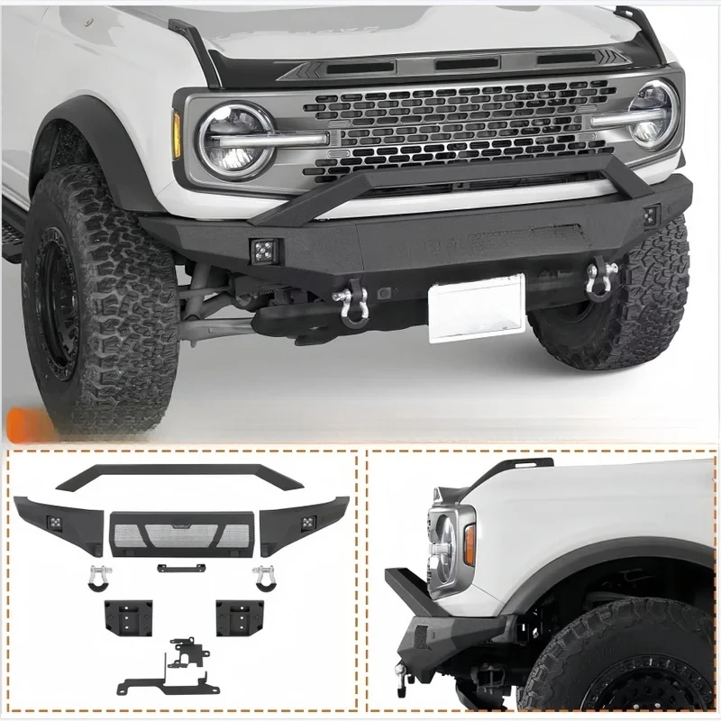 High Quality Heavy Duty Steel Front Bumper Assembly Bull Bar Winch Plate D-Rings Exterior Parts