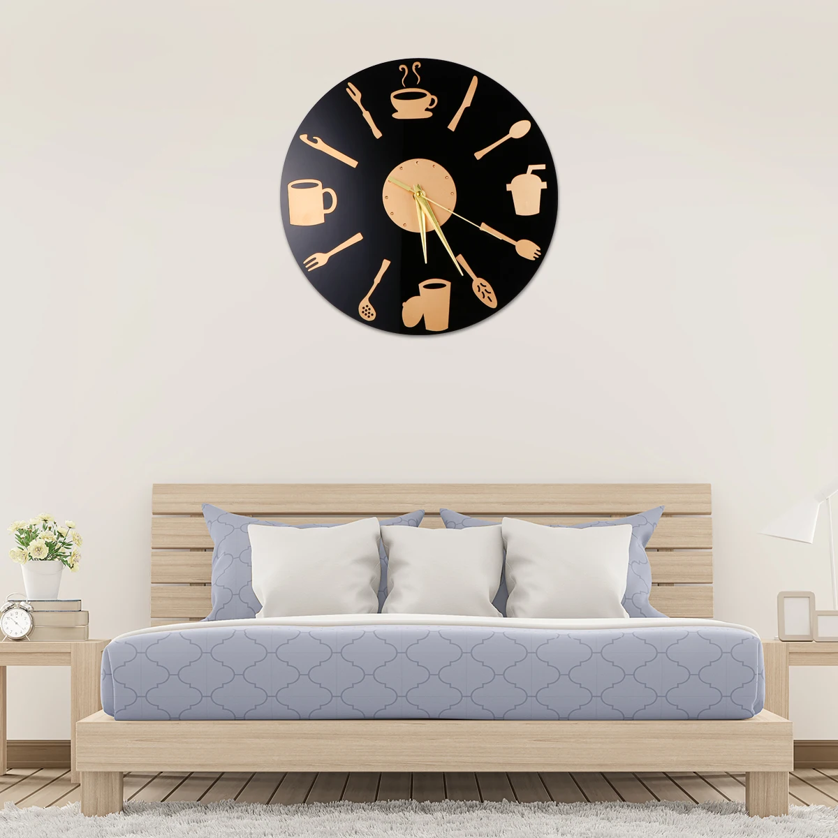 

Creative Wall Clock Tableware Decorative Fashionable Wall Clock Hanging Clock for Home Restaurant (As Shown)