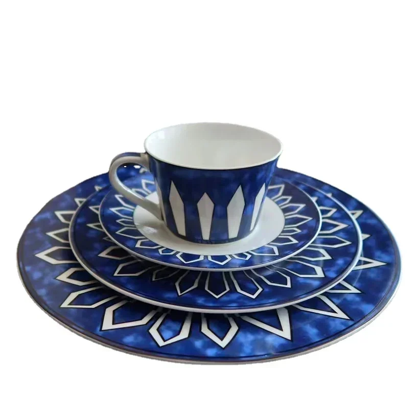 Plato azul exótico de estilo europeo, plato de desayuno para el hogar, decoración del hogar, muestra, bandeja decorativa, platos