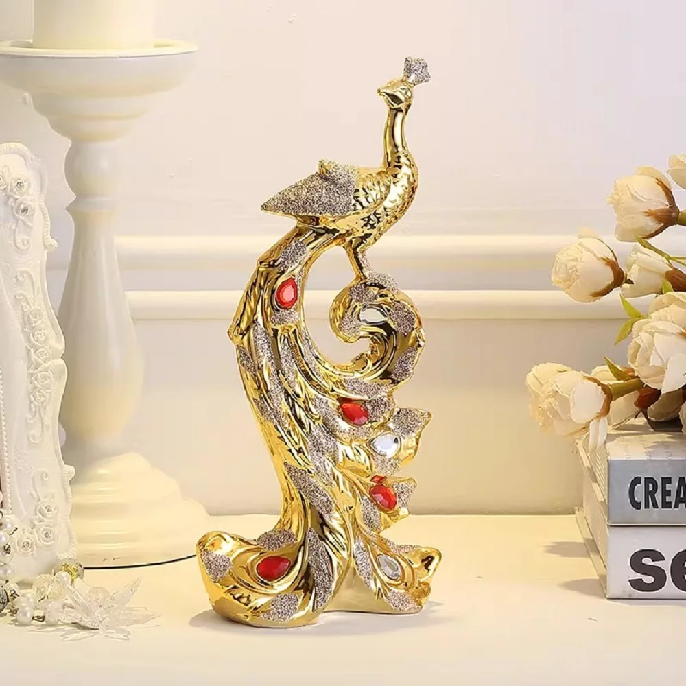 

Домашний декор, креативная скульптура, золотые украшения Феникс, винный шкаф, гостиная, крыльцо, павлин, статуя, украшение керамические изделия