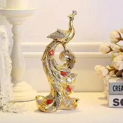 Home Decor Creative Sculpture Gold Phoenix Ornaments Wine Cabinet Living Room Porch Peacock Statue Decoration ceramics Crafts