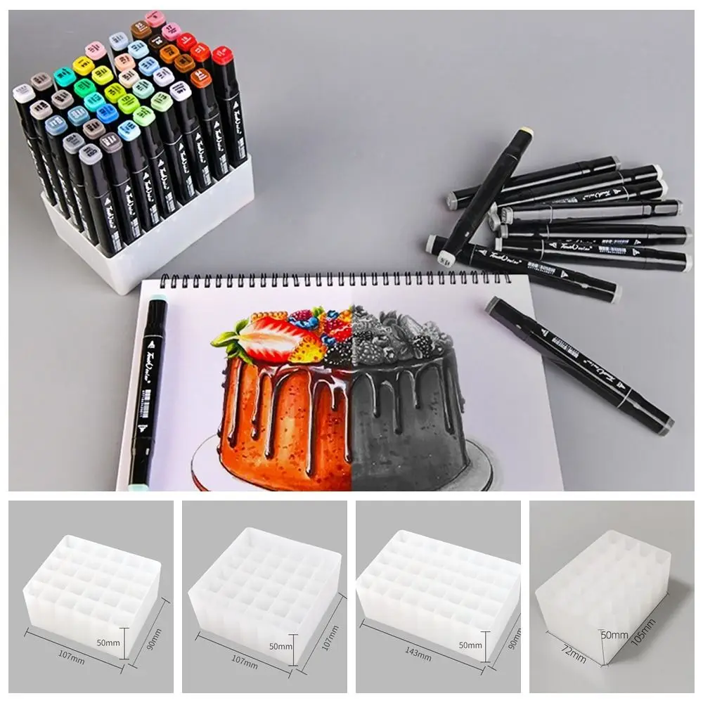 24/30/36/40/48 Slots Marker Pen Storage Holder Multifunctional Waterproof Plastic Large-capacity Office School Supplies