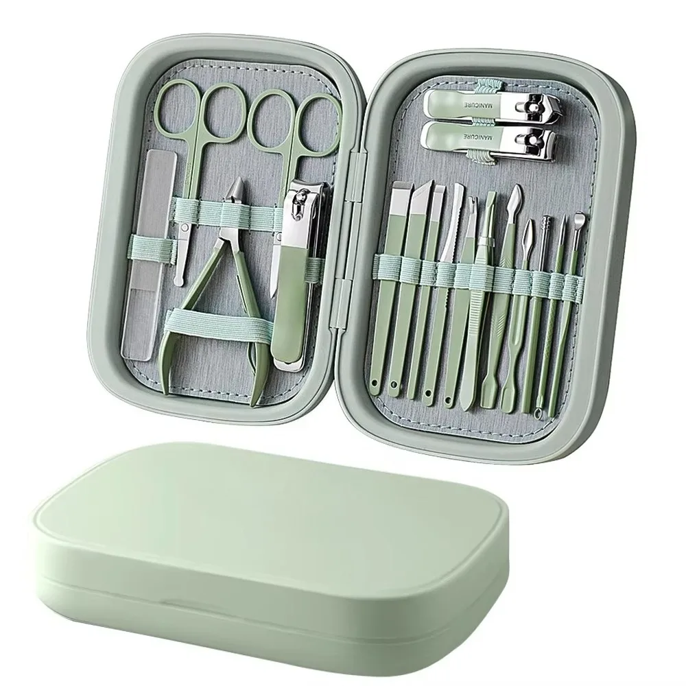 Best-selling 2024 professional stainless steel nail scissors travel beauty set 18-piece manicure and pedicure set