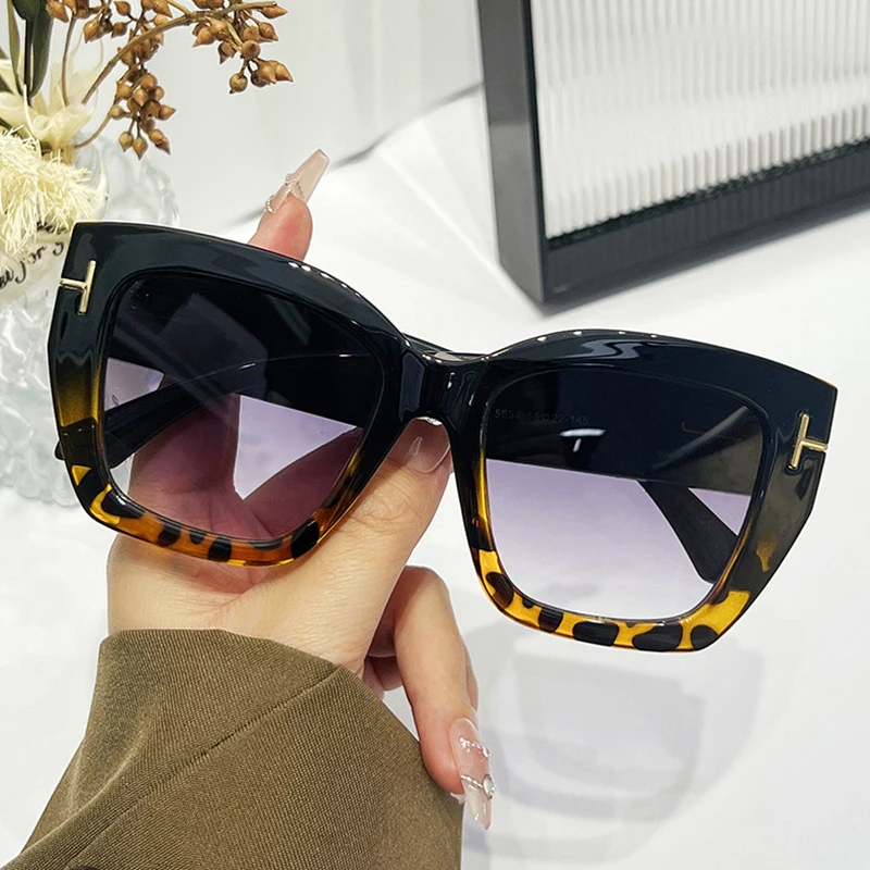 Big Frame Luxury Brand Designer Cat Eye Sunglasses Women For Female Fashion Vintage Sun Glasses Punk Shades Popular Eyeglasses