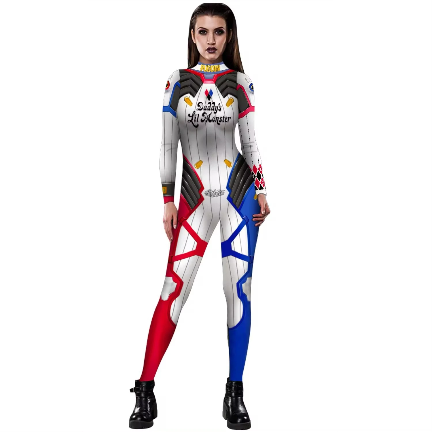 Halloween Digital Printing Mystique Anime Movie Cosplay Sexy Costume Carnival Party Campus Event Adult Bodysuit Shaper Jumpsuits