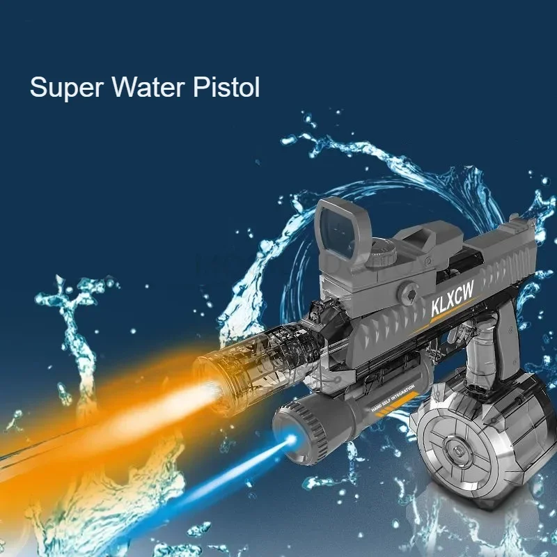 KR LED Summer Electric Burst Water Gun Toy With Light Glock Battle Shooting Water Gun Beach Swimming Pool Toy for Kids Gifts