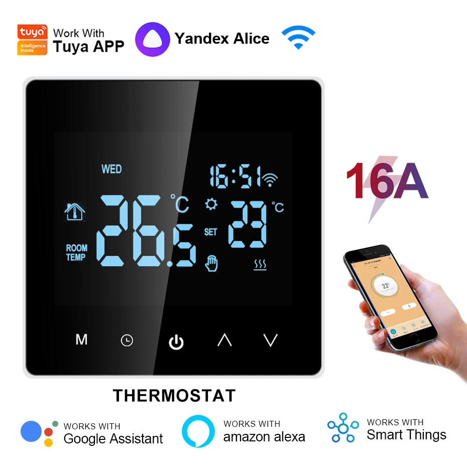 Tuya Smart Home Wifi Heating Thermostat Heating Water/Gas Boiler Electric Floor Temperature Controller for Alexa Google Home220V