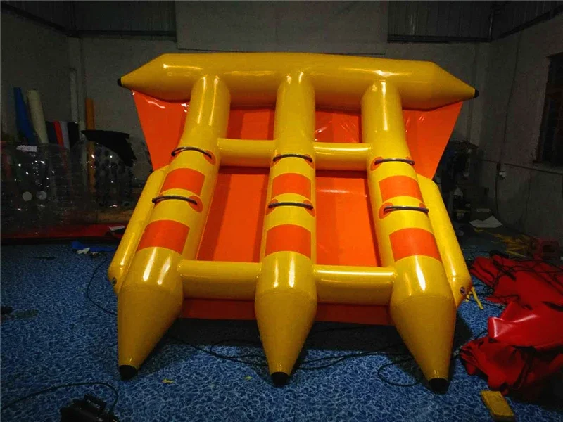 คุณภาพสูง Inflatable Triplex แถว Flying Fish Raft เรือ,Inflatable Fly Fish Ride Banana Boat ลดราคา