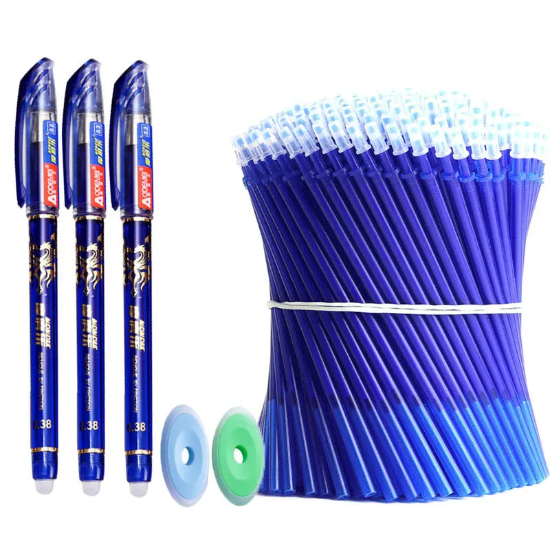 

60 Pcs/Set Erasable Gel Pens 0.5mm Needle Tip Refills Ballpoint Pen for Student Kawaii Stationery Office School Supplies