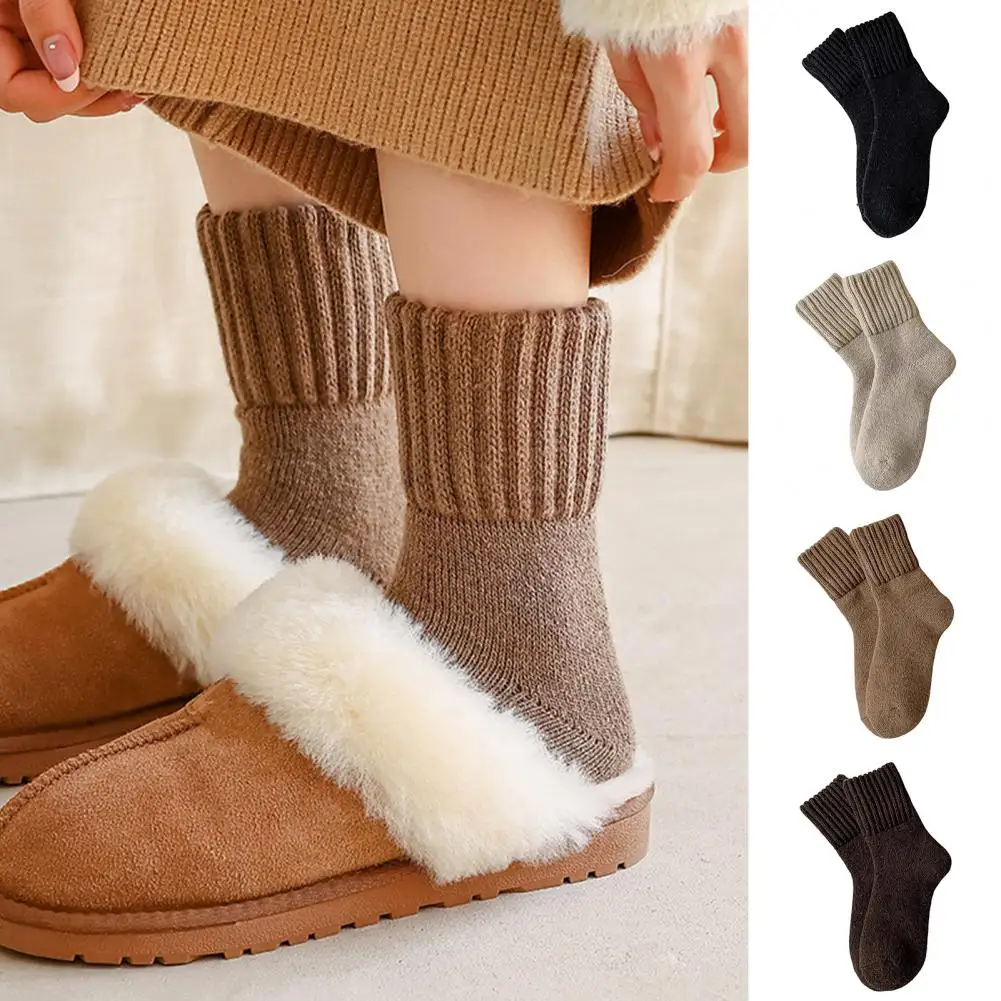 

Зимние носки унисекс, теплые утолщенные носки для экипажа, эластичные термоноски в рубчик для мужчин и женщин, повседневные походные лыжные носки Ножки