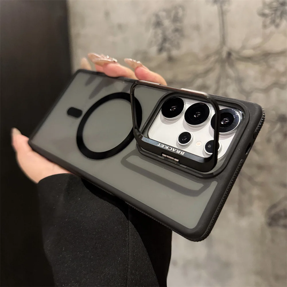 Para magsafe magnético metal lente proteção suporte caso para samsung galaxy s25 s24 s23 plus s22 ultra fe à prova de choque capa pára-choques