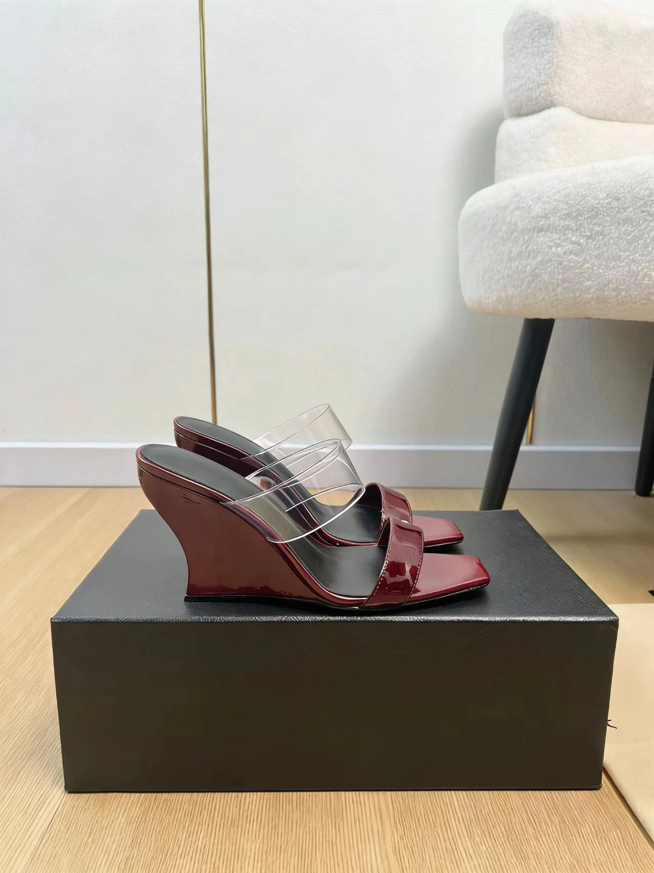 

Women Wedge Mules Clear Pvc Strap