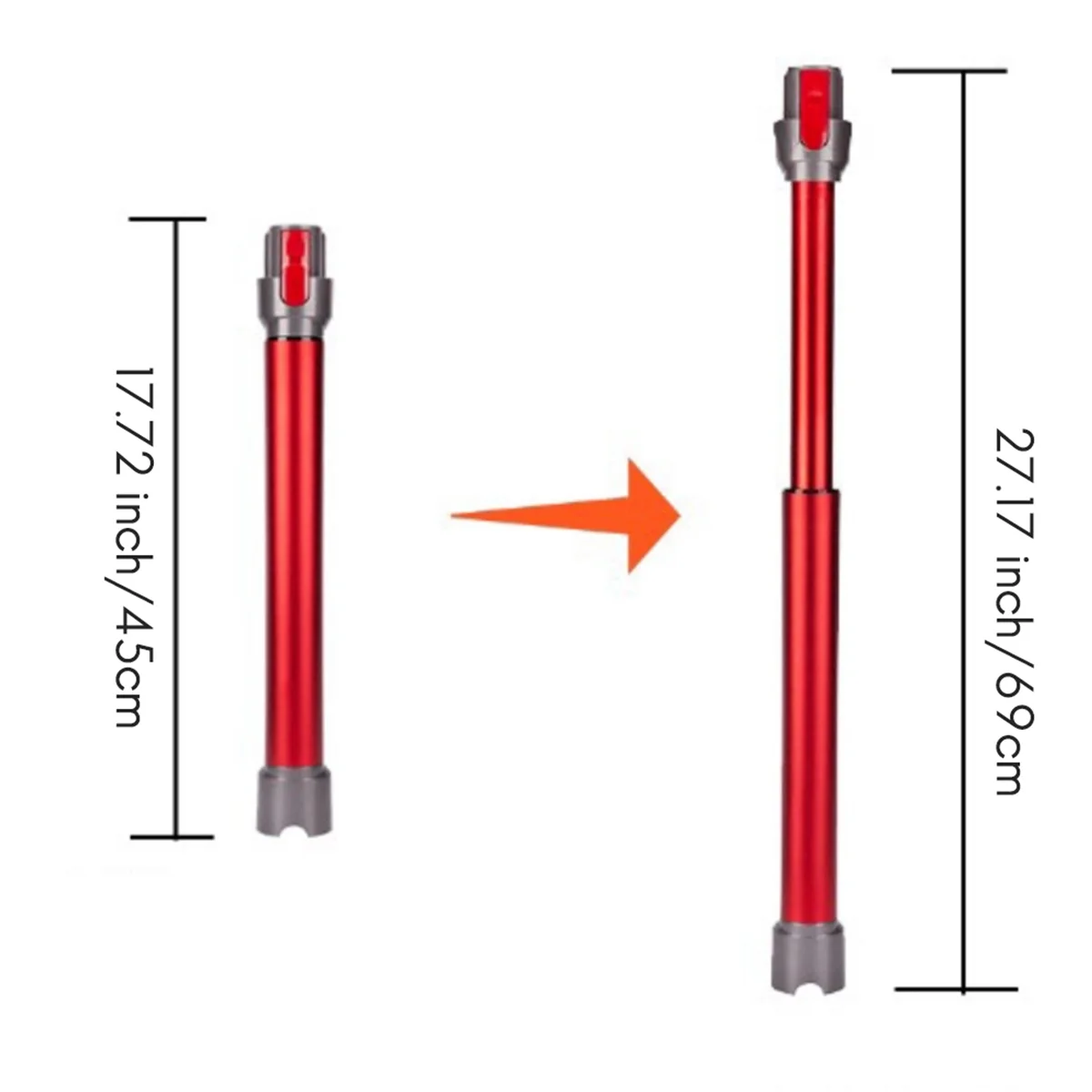 Haste de extensão telescópica para aspirador, barra de tubo reto, acessórios metálicos, liberação rápida, V7, V8, V10, V11