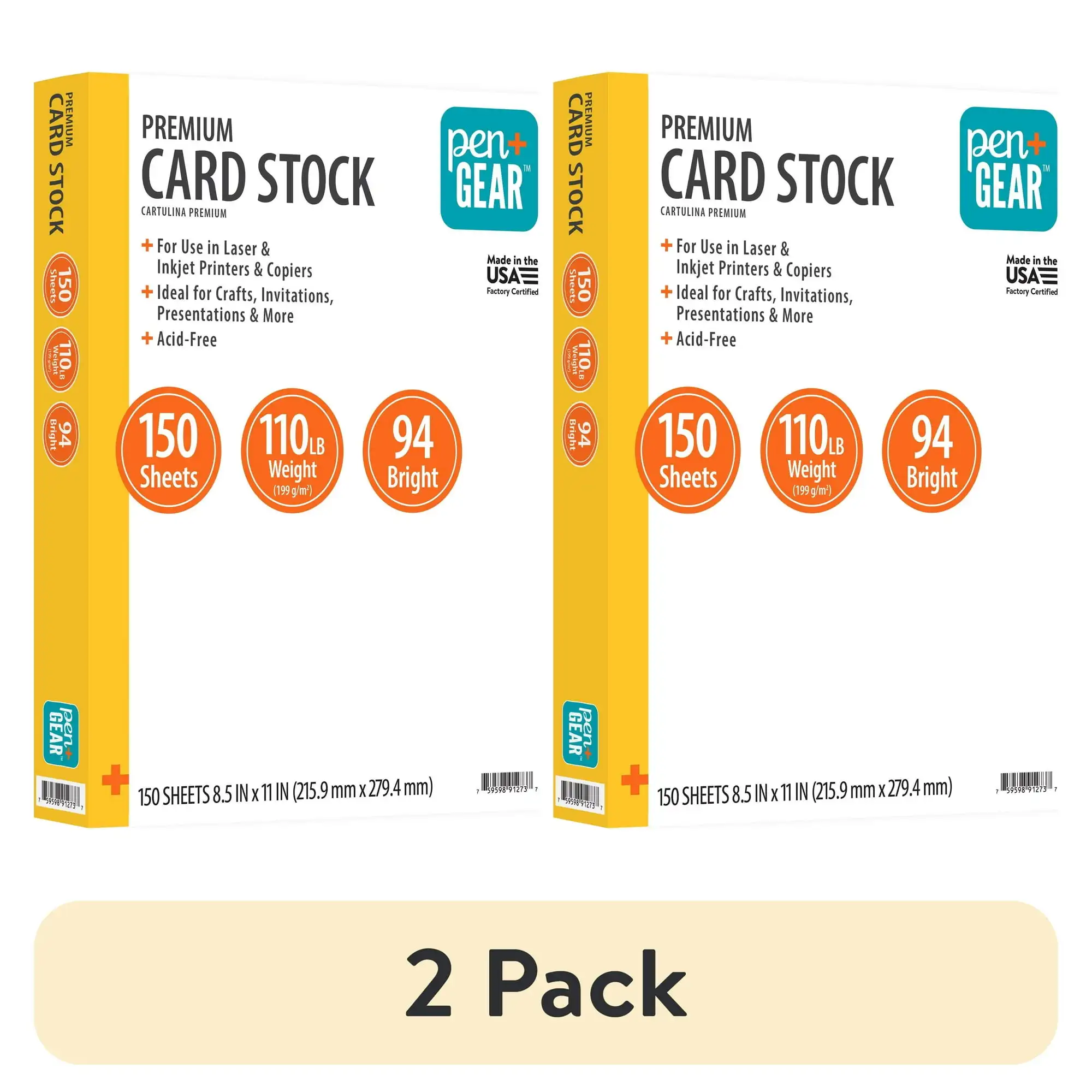 (2 pack) Pen+Gear Premium White Index Card Stock, 8.5" x 11", 199 GSM, 150 Sheets