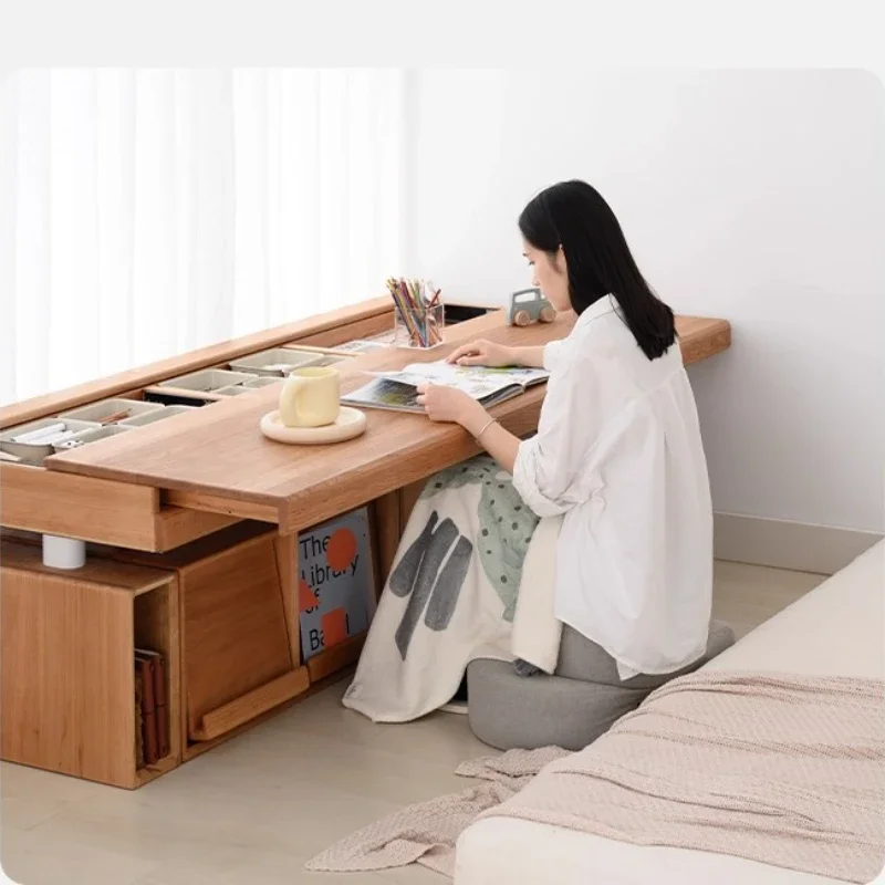

Children's solid wood bay window table lifting table computer desk can be transformed into a study table