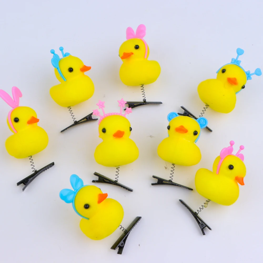 10/20/50/100Pcs/Lot Cartoon Funny DIY Duckbill Clip Children 3D Little Yellow Duck Girl Hairpin Fashion  Accessories Party Gifts