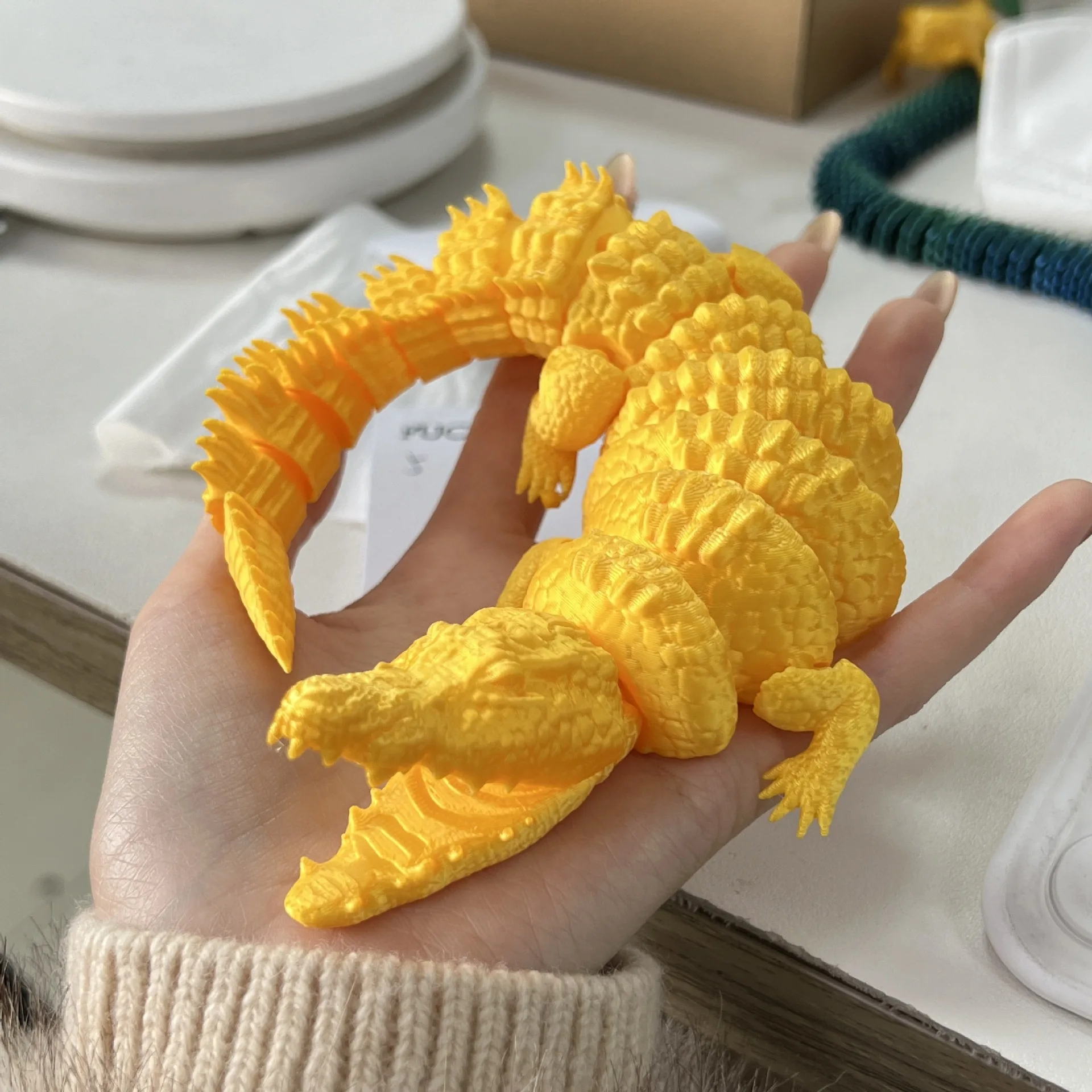 New 3D Print Fat Belly Crocodile Toys Full Body Movable Open Mouth Simulation Animal Crocodile Figure Model Home Decoration