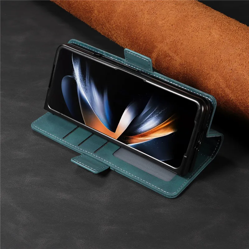 EUCAGR Flip Leather Wallet Phone Case For Samsung Galaxy Z Fold 7 6 5 4 3  ZFold6 Shockproof Soft Cover For Galaxy Z Fold7 6 5 4