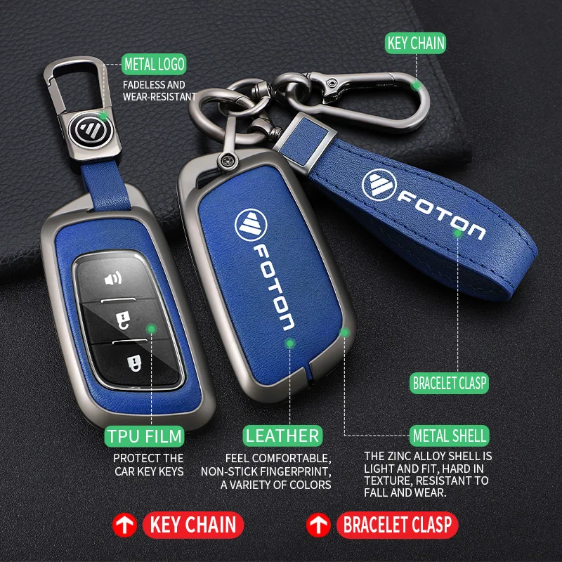 Car Key Case For Foton Senior General G9 Landscaper Yutu 9 8 Pickup F9 Xiangling Q Accessories Keychain Cover Bag Shell Fob Ring