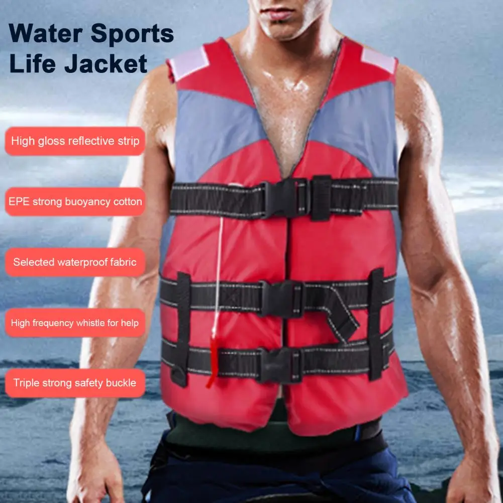 Outdoor Adult Swimming Life Jacket Adjustable Buoyancy Survival Suit PE Foam Fishing Watersport Safety Life Vest Flotation Vest