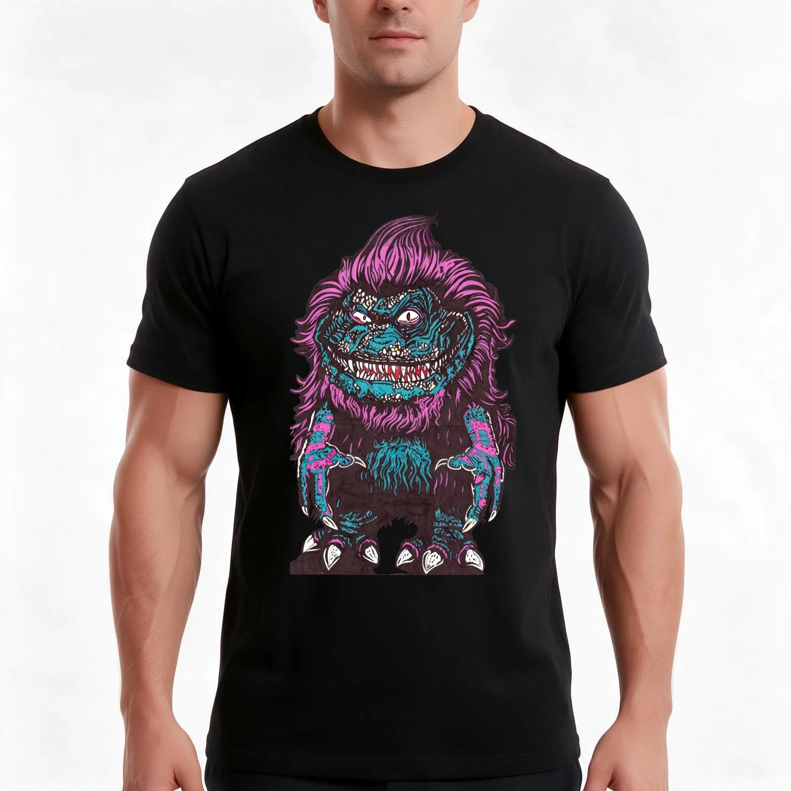 funky critter T-Shirt, Summer Casual Cotton Tee, Oversized Streetwear Tops, Vintage Graphic Print, Loose Fit Short Sleeve