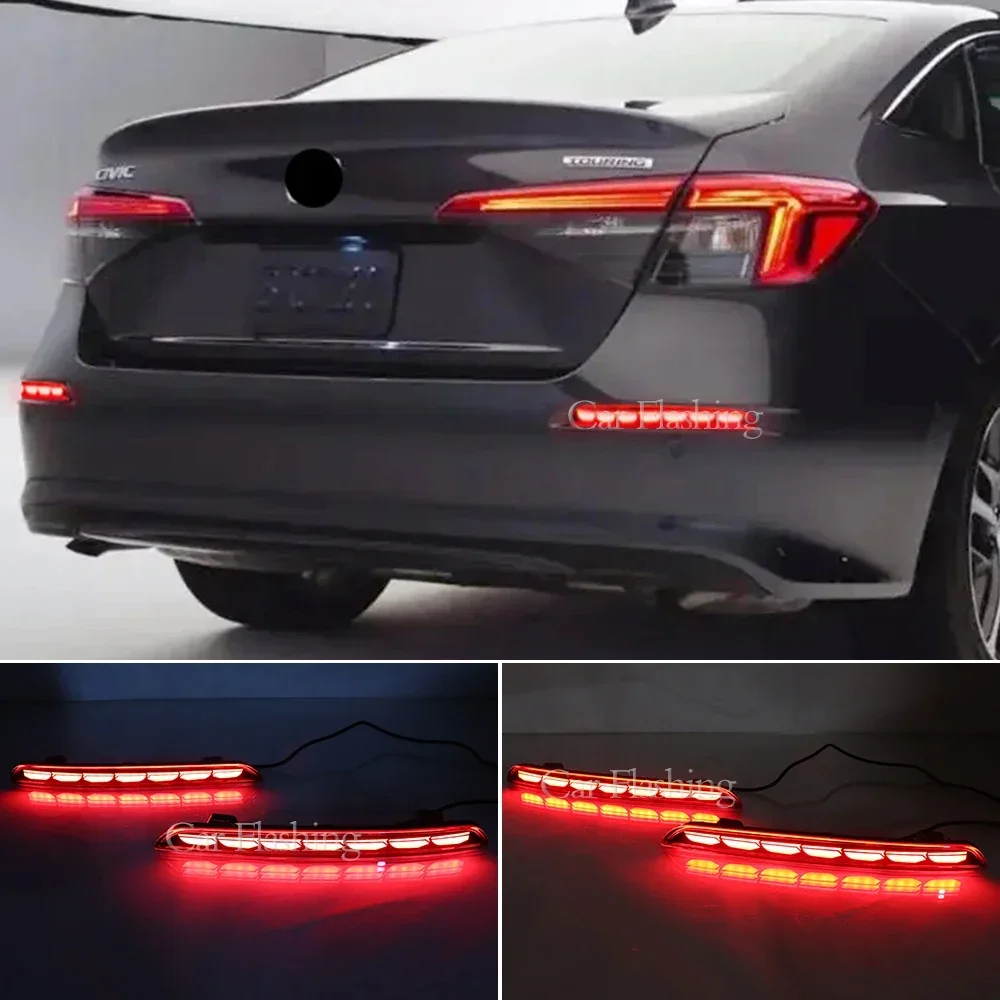 New！ Reflector For Honda Civic 2021 2022 2023 LED Rear Fog Lamp Car LED Bumper Light Brake Light Dynamic Turn Signal Indicator