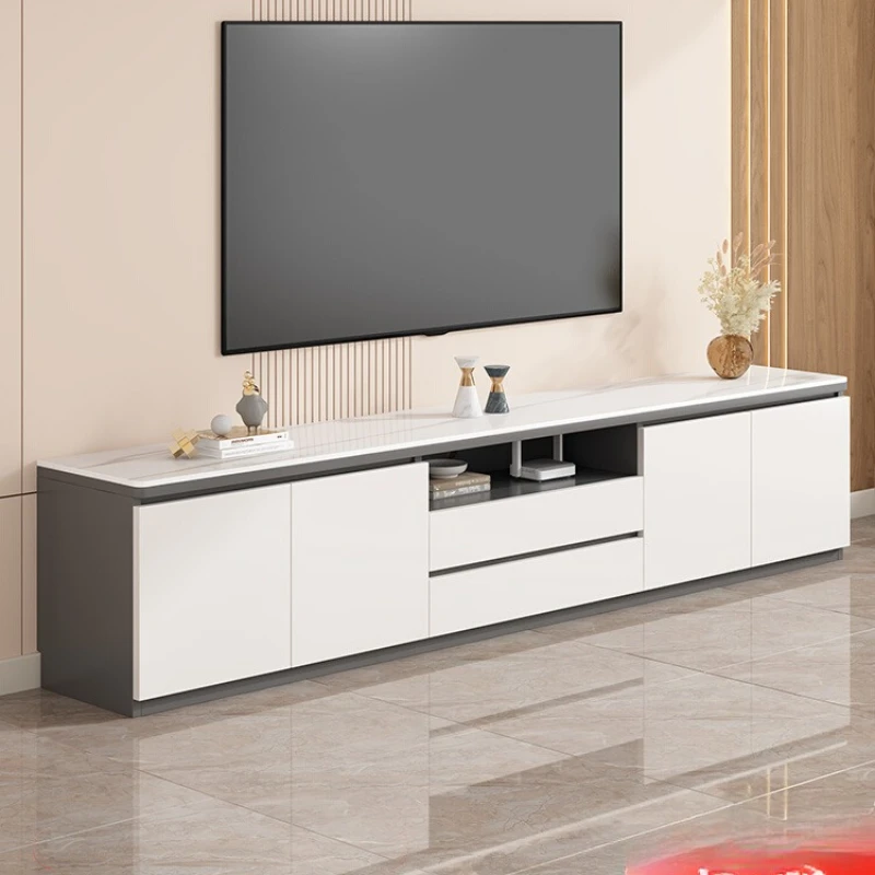 

Solid wood rock panel TV cabinet, modern simple living room household small apartment light luxury floor coffee table