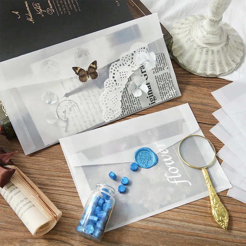 50pcs/lot Blank Translucent Envelope for Invitations Postcards Giftbox Message Card European Envelopes Wedding Business Letters