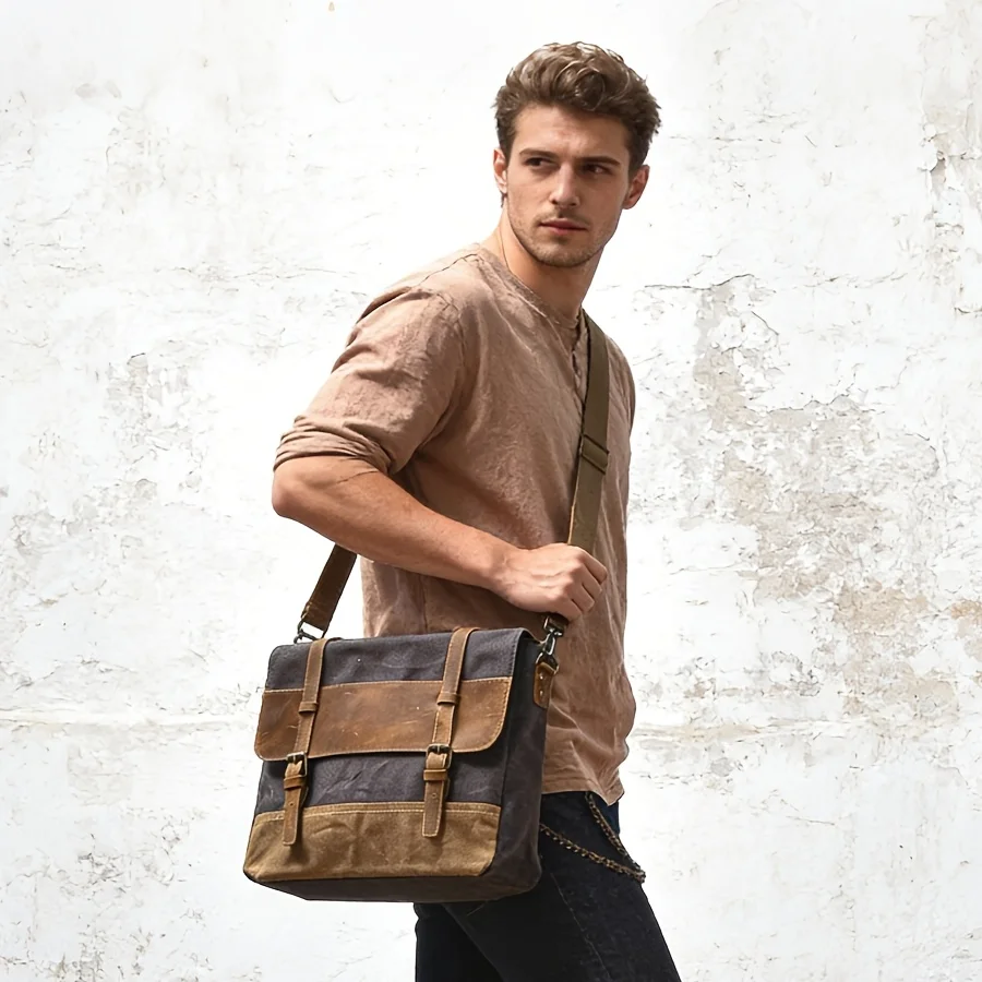 New waterproof oil wax briefcase Europe and the United States man bag retro business bag Shoulder Messenger bag