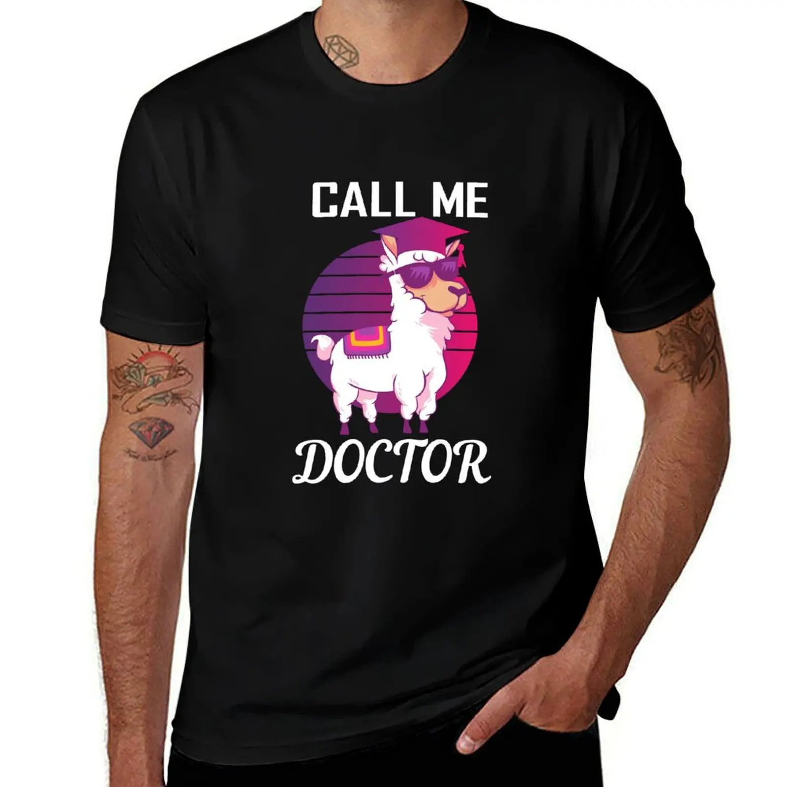 

Call Me Doctor - Llama Alpaca Doctorate T-Shirt affliction shirts gifts for boyfriend Men's cotton t-shirt