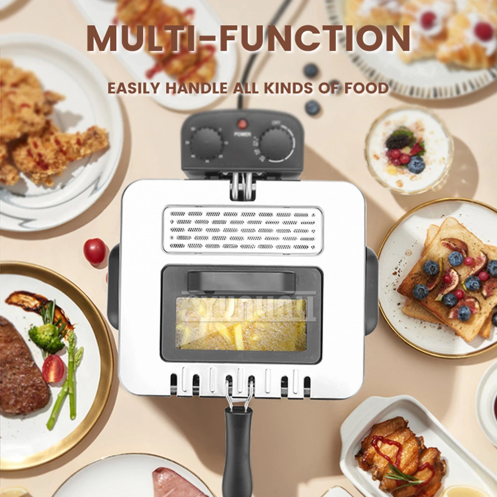 5L Electric Deep Fryer Commercial Electric Fryer Multifunction Fried Chicken Oven High-Temperature Frying Pan