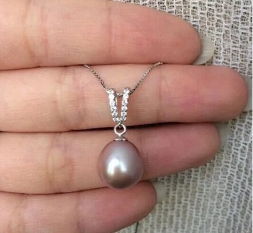 

AAA GENUINE 18"10x13mm natural South Sea Purole Pearl Necklace Pendant