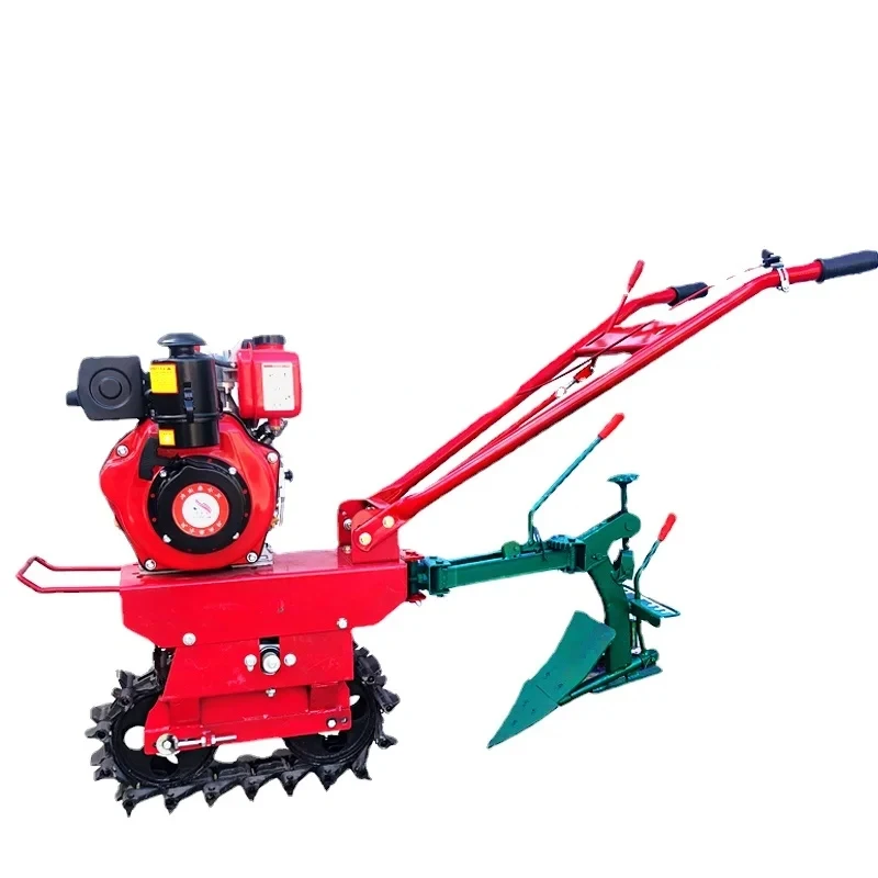 Chain Track Micro-Tiller Single Wheel Soil Preparation Machine Hard Land Furrowing Machine Fertilizer Seeder