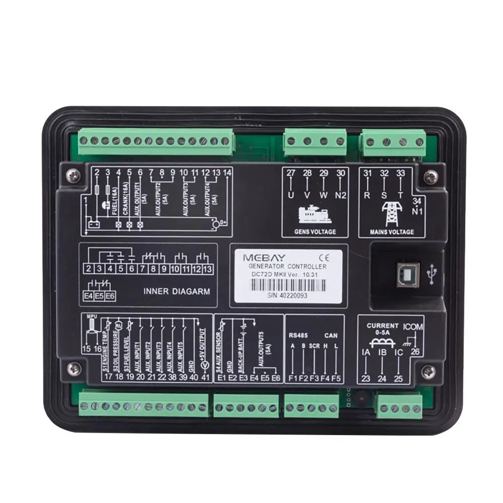 DC70D/DC72D/DC72DR Diesel & Gas Genset Controller Module with 4.3