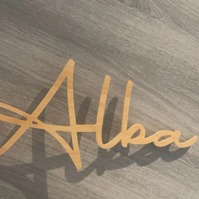 Custom Wooden first name available in four shades for wall decoration and customizable.