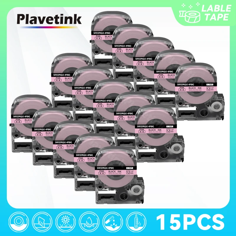 15PK Satin Ribbon Labels For Epson SFR12SZ LK-4WKK SFR12KZ LK-4BKK SFR12PK LK-4PBK Label Tape Ribbon Fit For Epson Label Printer