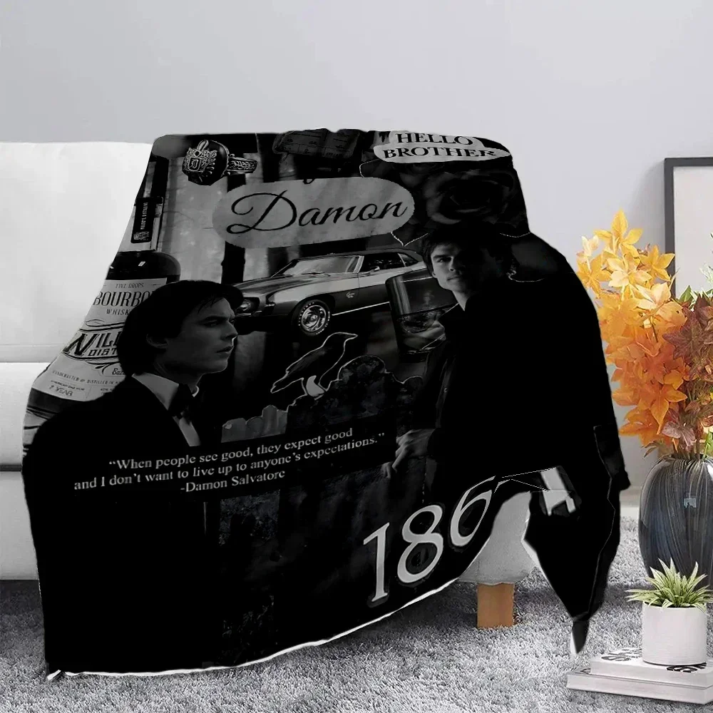 2026 The Vampire Diaries Damon Salvatore Printed Blanket Picnic Blankets Warm Soft And Comfortable Blanket Home Travel Birthday