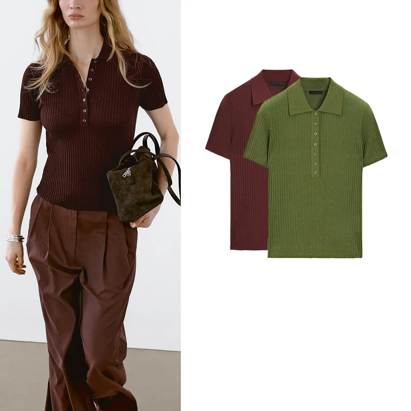 Slim Fit American College Sle ort Sve  irt Knitted Top Lightweight Spring Summer Women's Faion 576270