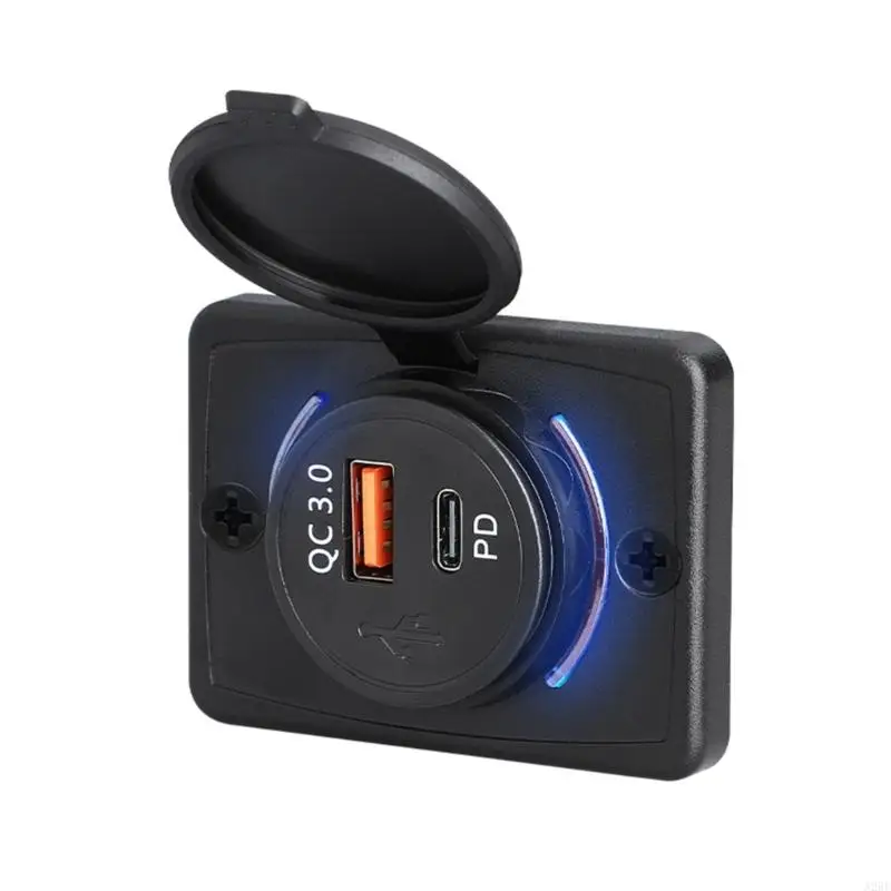 12V 24V USB Socket Outlet Panel with Waterproof Cover PD18W Type C Fast USB 18W Car for Car Boats