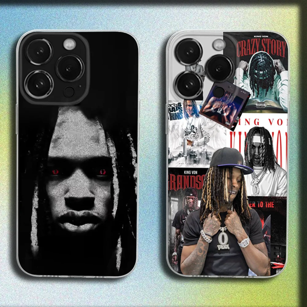 

Raper K-King Von Phone Case For iPhone 16,15,14,13,12,11 Plus,Pro,Max,XR,XS,Plus,E,Mini Transparent Soft Cover