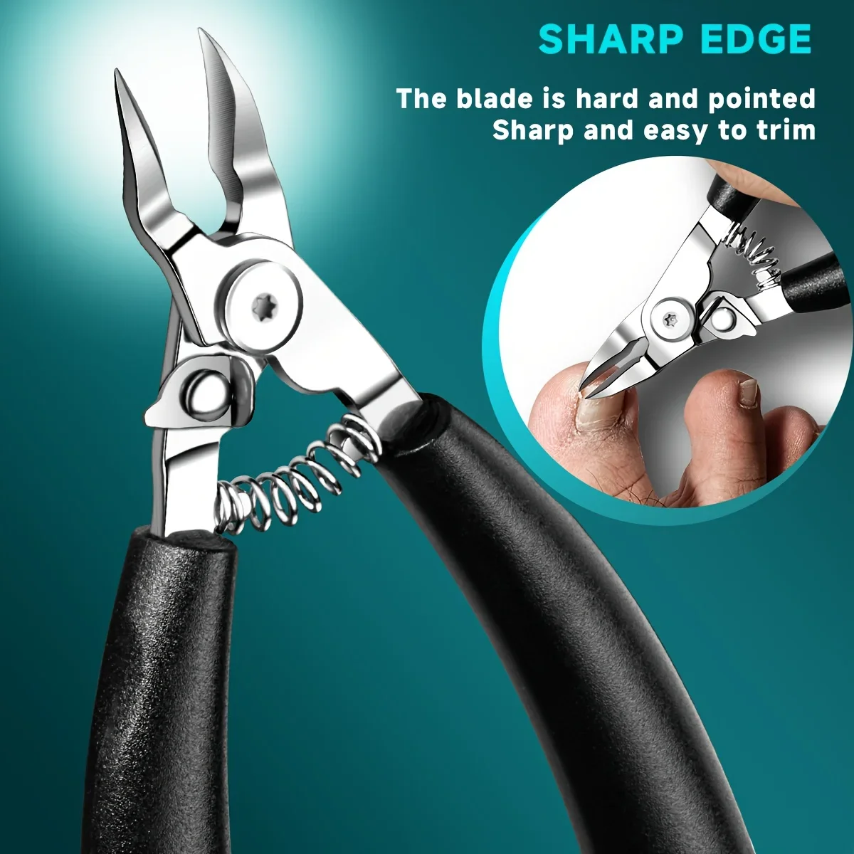 مزيل أظافر ذو طرف مدبب شديد التحمل، مناسب لتقليم أظافر القدم الصلبة/السميكة، تصميم فكي كبير #6