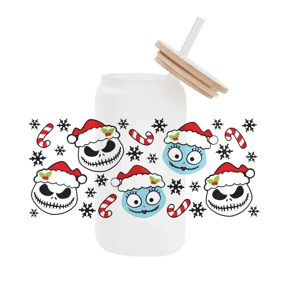 

Disney The Nightmare Before Christmas For Libbey 16oz Can Glass 3D Waterproof UV DTF Coffee Can Wrap Libbey Glass Wrap